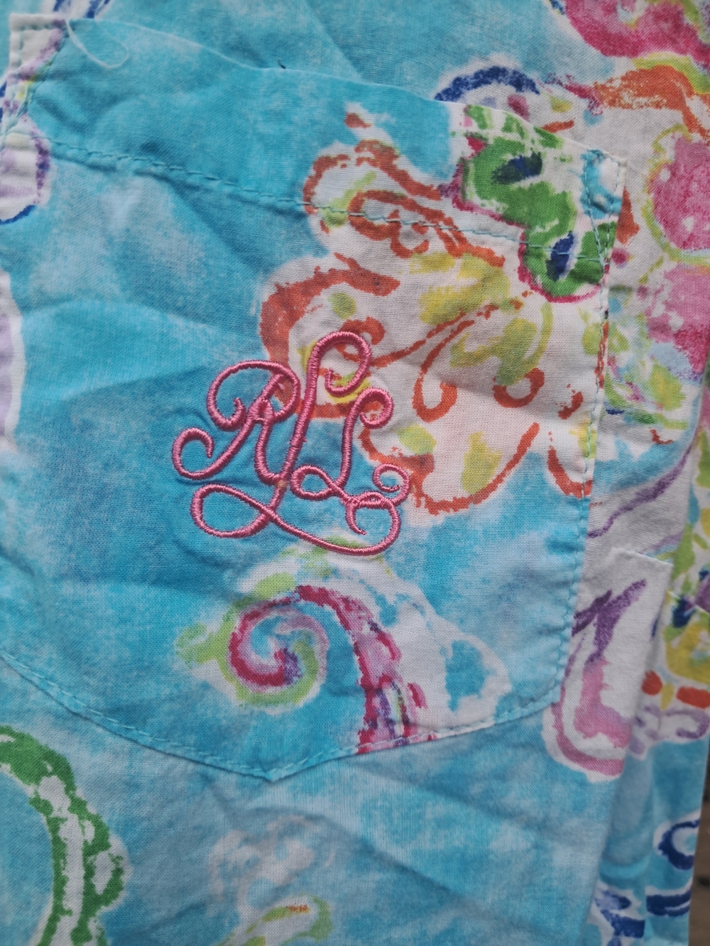 Ralph Lauren Turquoise Multicolor Floral Print Top - Picture 2 of 9